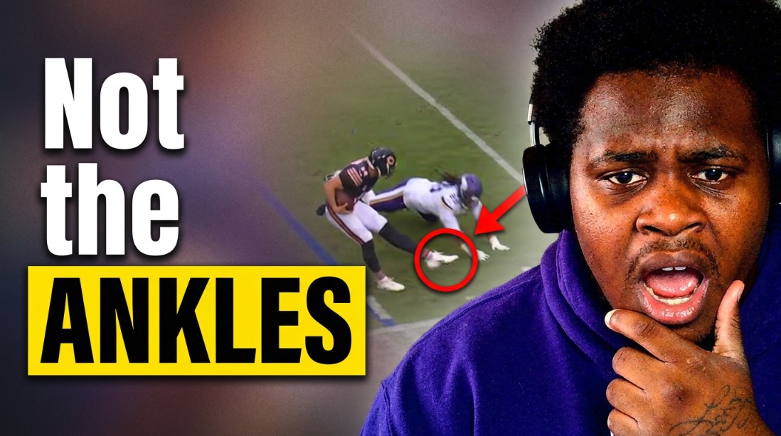 Football reaction thumbnail with the headline Not the ankles
